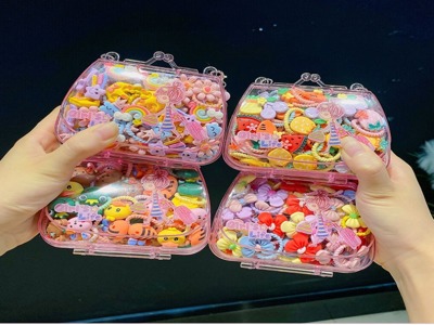 20pcs/set Flower Hair Circle Children Cartoon Cute Baby Rubber Band Gift Box For Kids