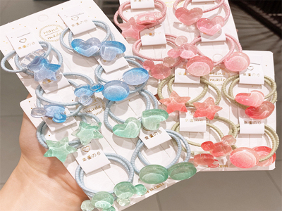 8 Pcs/set Jelly Clear Cartoon Star Hair Bands Acrylic Baby Accessories Set Kids Hair Ties